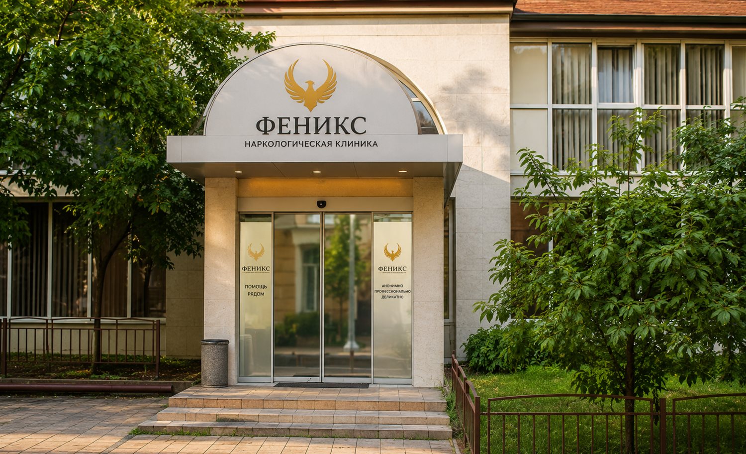 Вход в наркологическую клинику «Феникс» в Славянске-на-Кубани